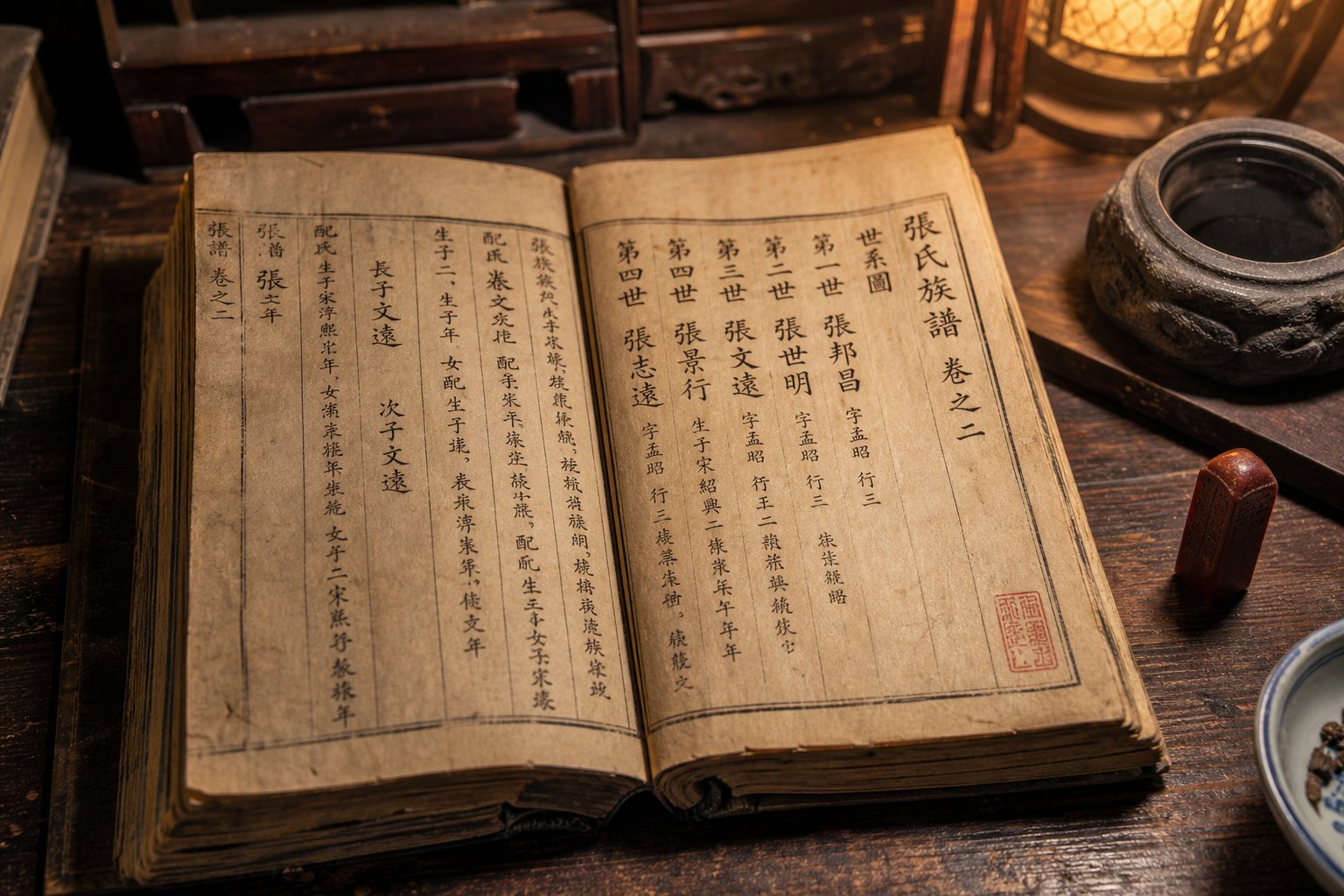 a clan genealogy book containing generation poem characters used to designate family lineage positions