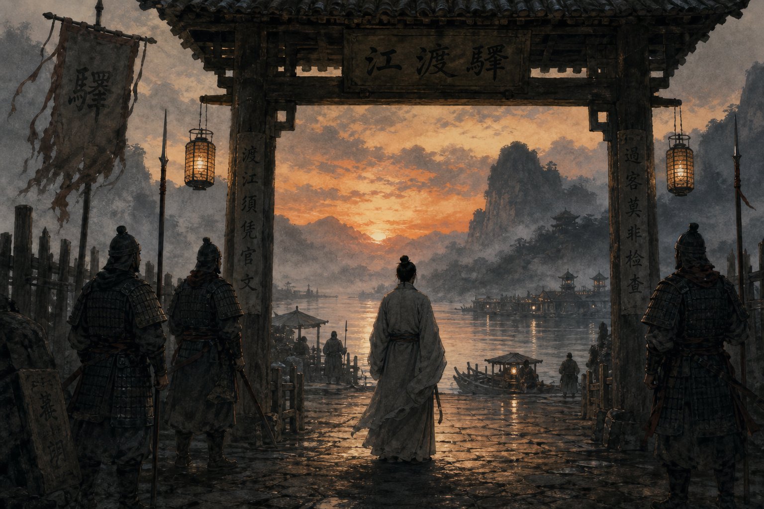 a river checkpoint during the qin dynasty where the he surname was born from a fugitive's quick witted response