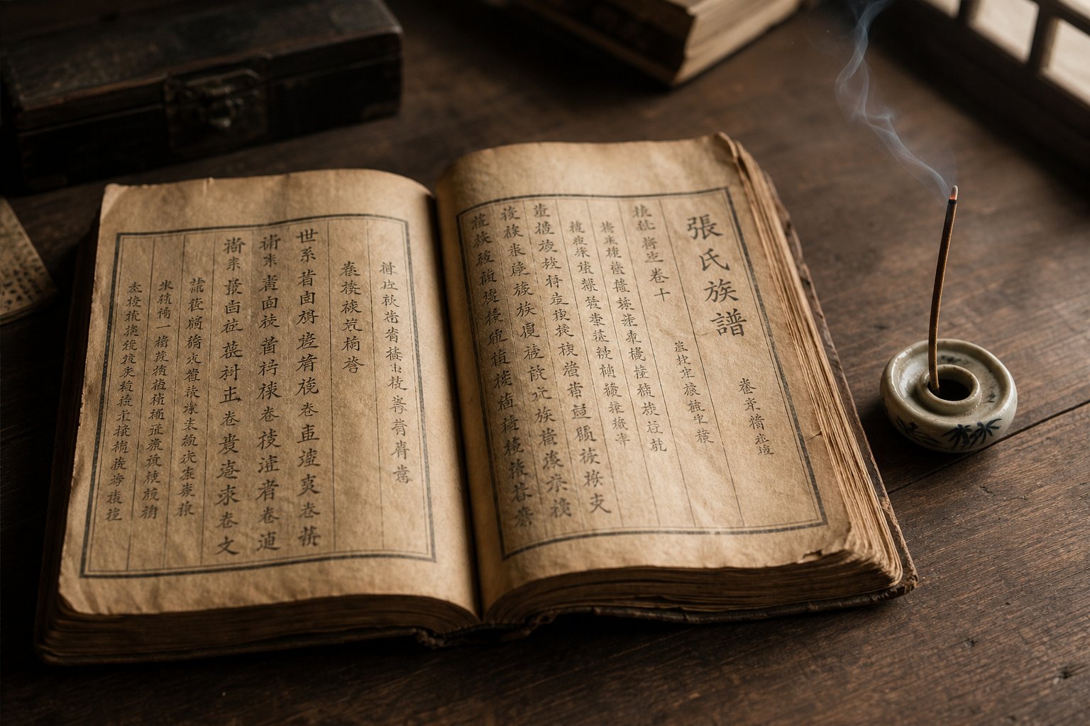 an open family genealogy book representing the ancestral naming traditions that constrain character choices across generations