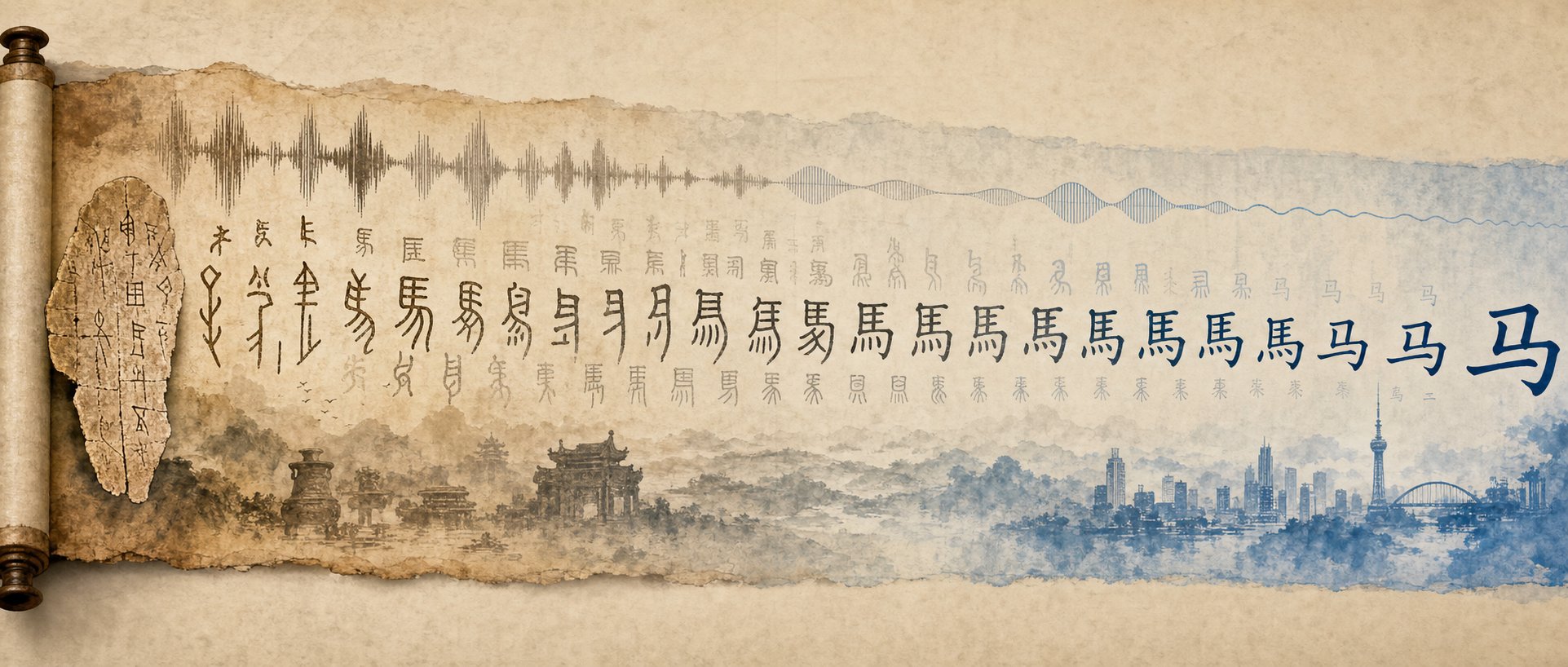 ancient characters preserved pronunciation relationships that evolved over thousands of years of sound change