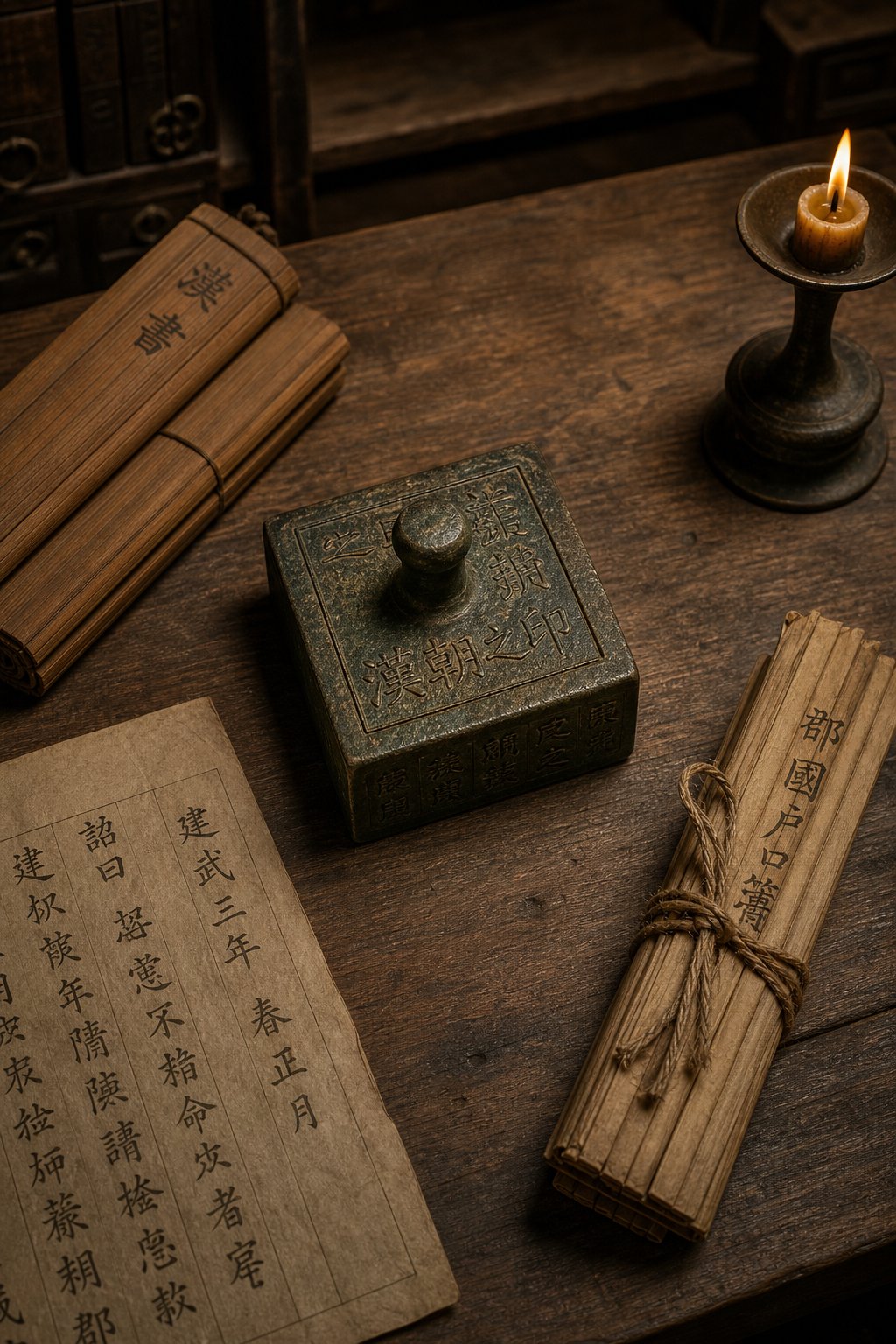 ancient official seals and scrolls representing the bureaucratic origins of many compound chinese surnames