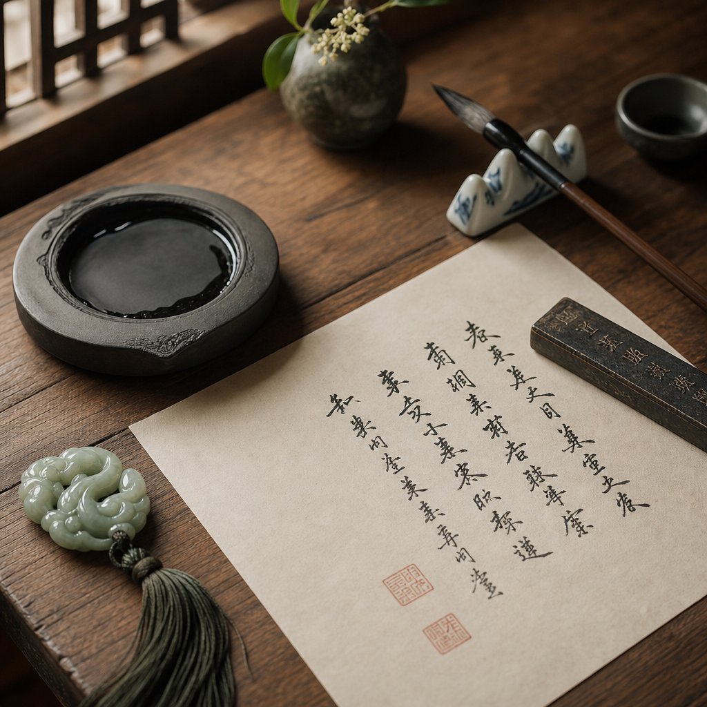 calligraphy tools representing the thoughtful process of choosing a meaningful chinese name