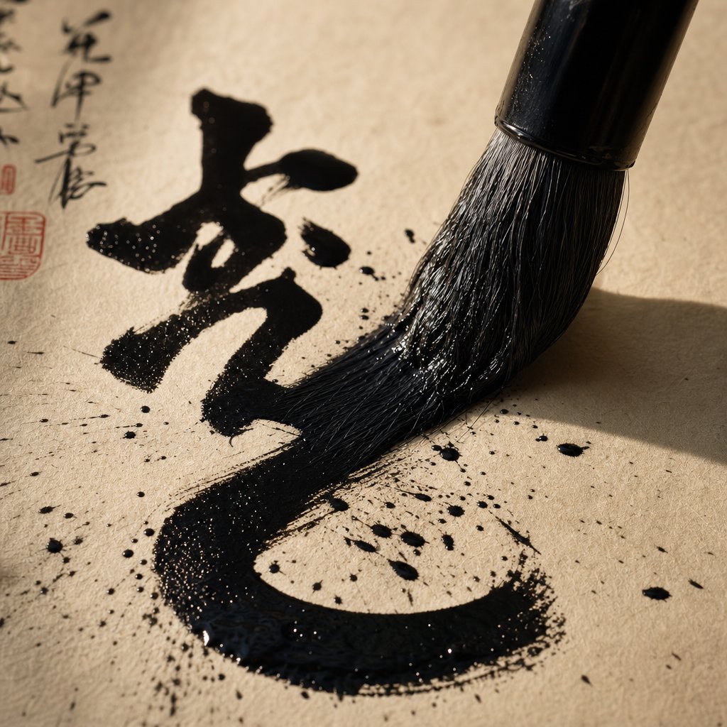chinese calligraphy brush creating bold characters on rice paper representing the art of choosing powerful dragon year names