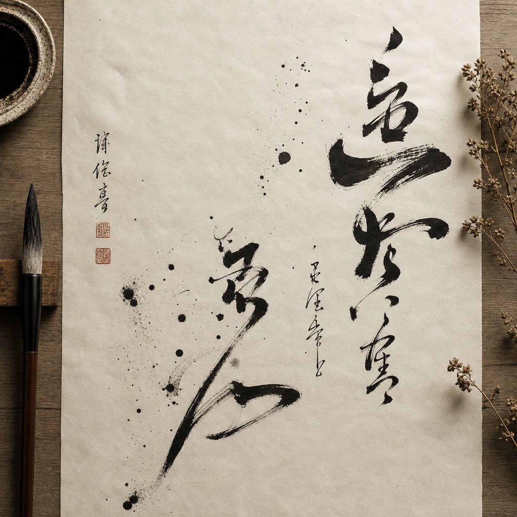 chinese calligraphy showing stroke weight balance illustrating how surname and thunder name characters achieve visual harmony