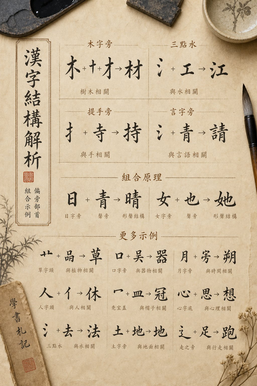 chinese character radicals and components that form the building blocks of strength related names