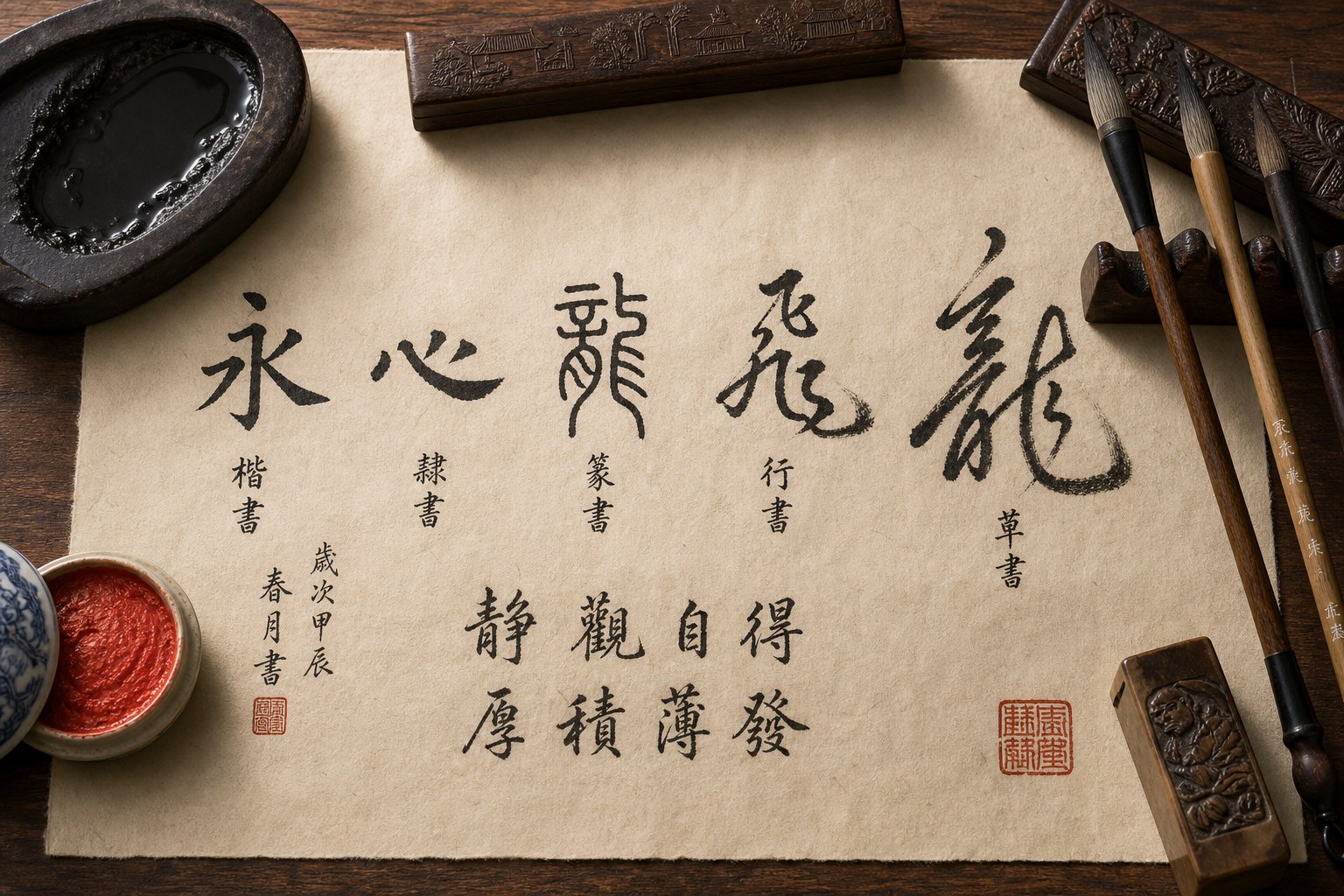 chinese characters displayed in varying stroke complexities and script styles illustrating visual balance in name aesthetics