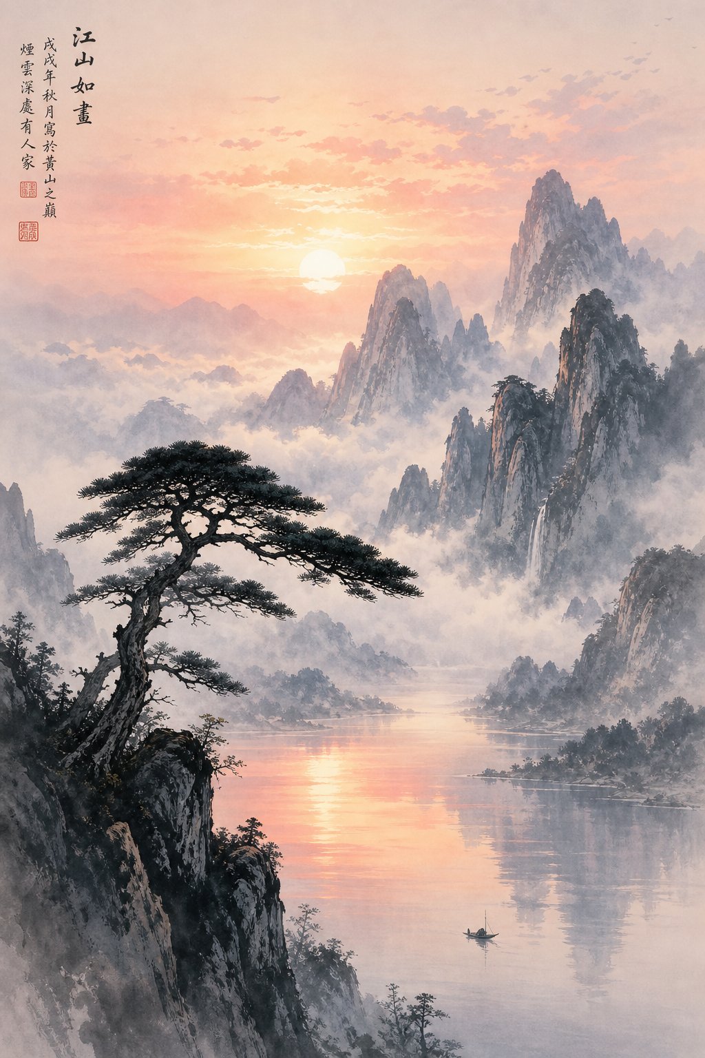chinese mountain and water landscape reflecting the natural imagery behind traditional boy names