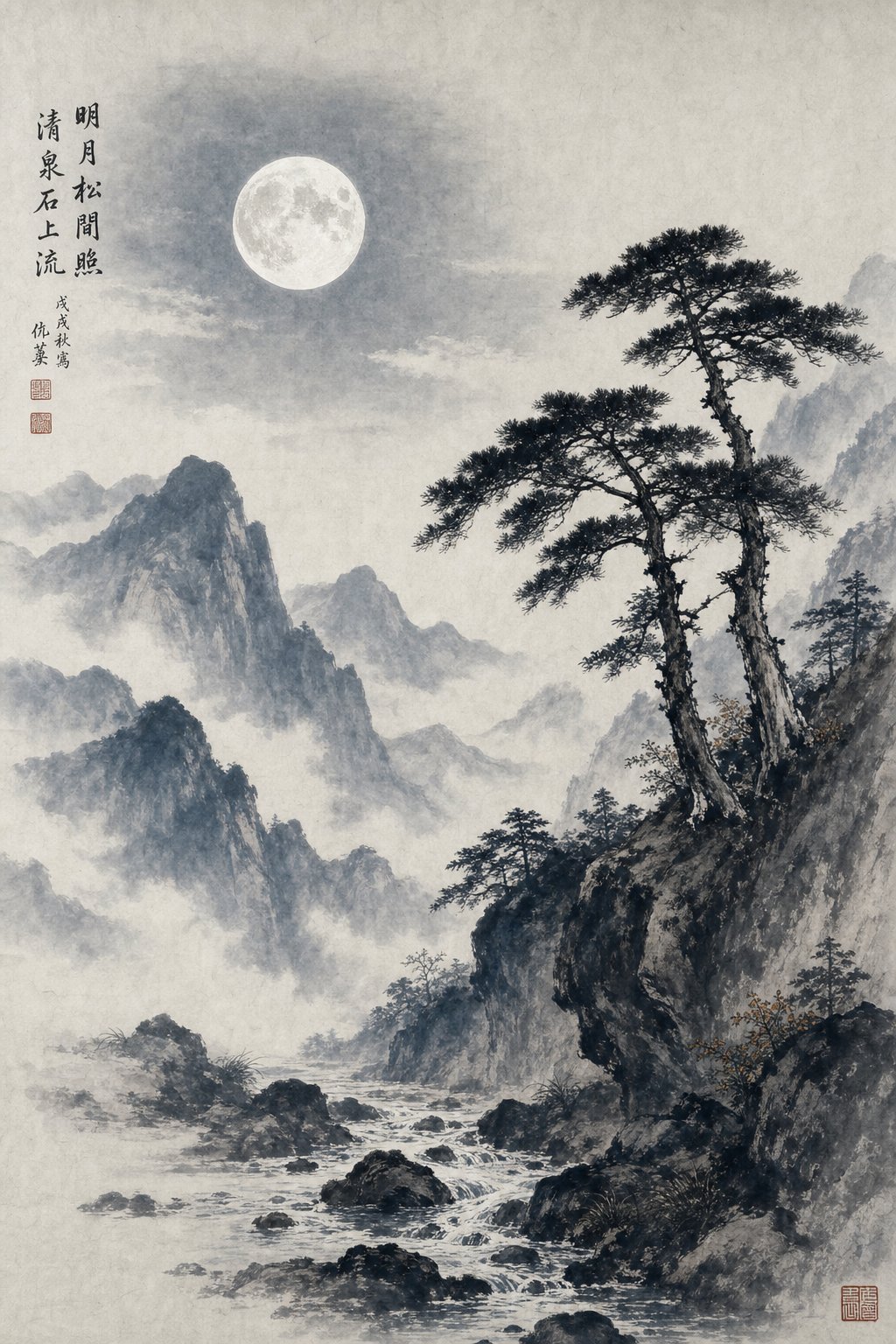 classical chinese poets used autumn imagery of moonlight and mountains to express longing and reflection