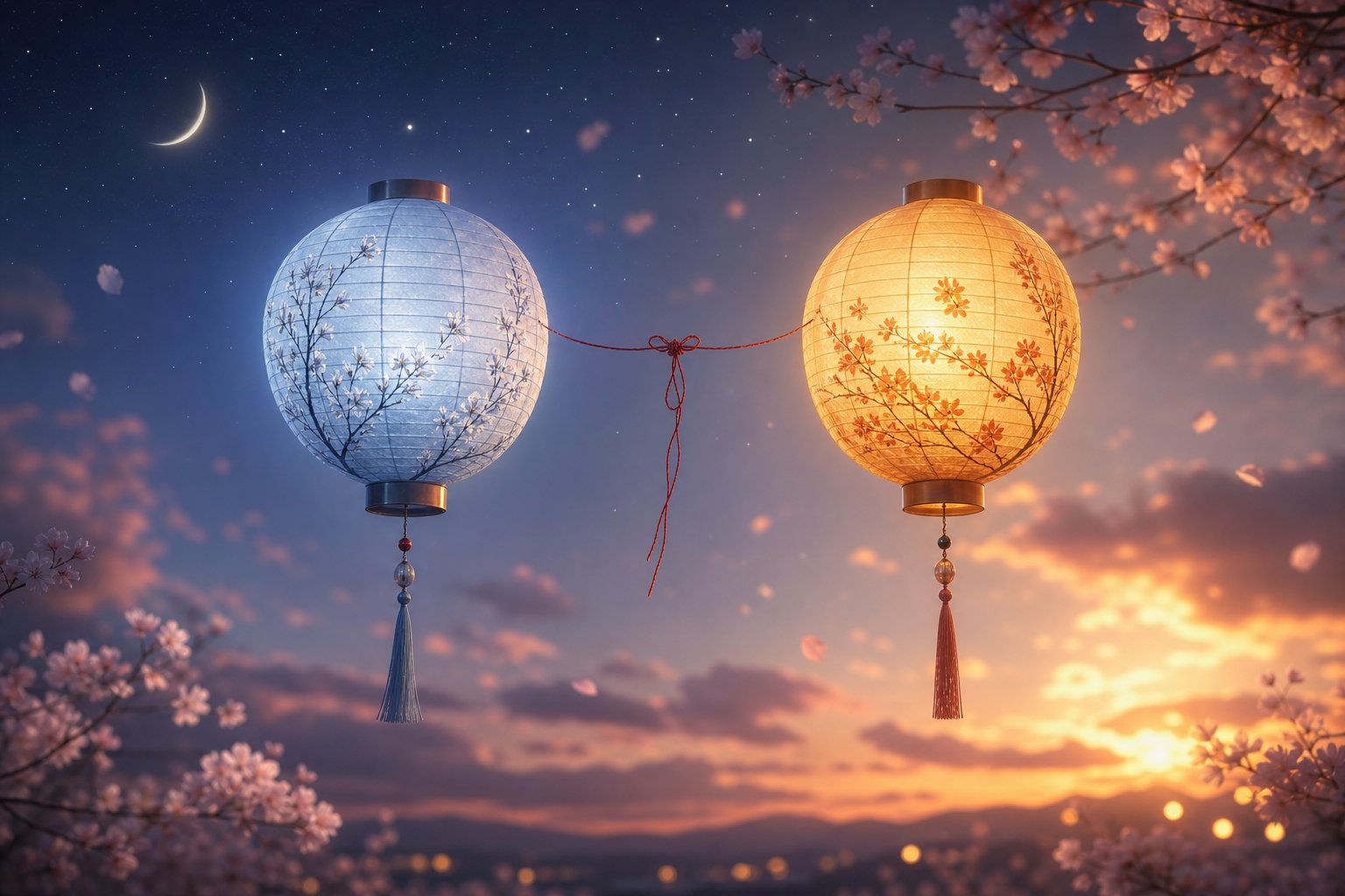 complementary lanterns representing yin yang name pairs that create family harmony for twins and siblings