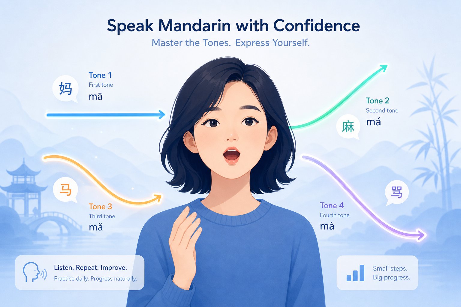 correct mandarin tones on lao po require a low dip followed by a rising pitch