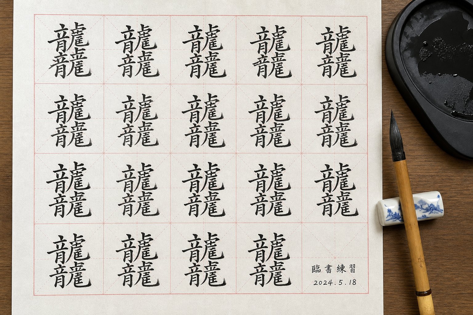 dense character compositions challenge calligraphers to manage proportion and fine motor control under spatial pressure