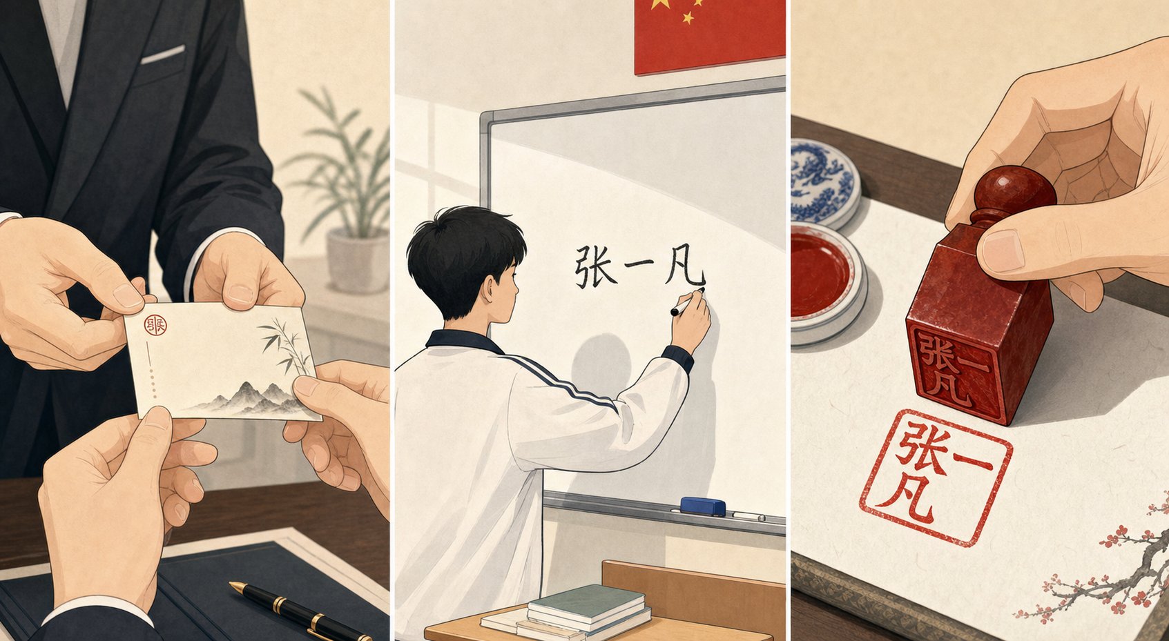 different contexts from business cards to classrooms require different approaches to chinese name selection
