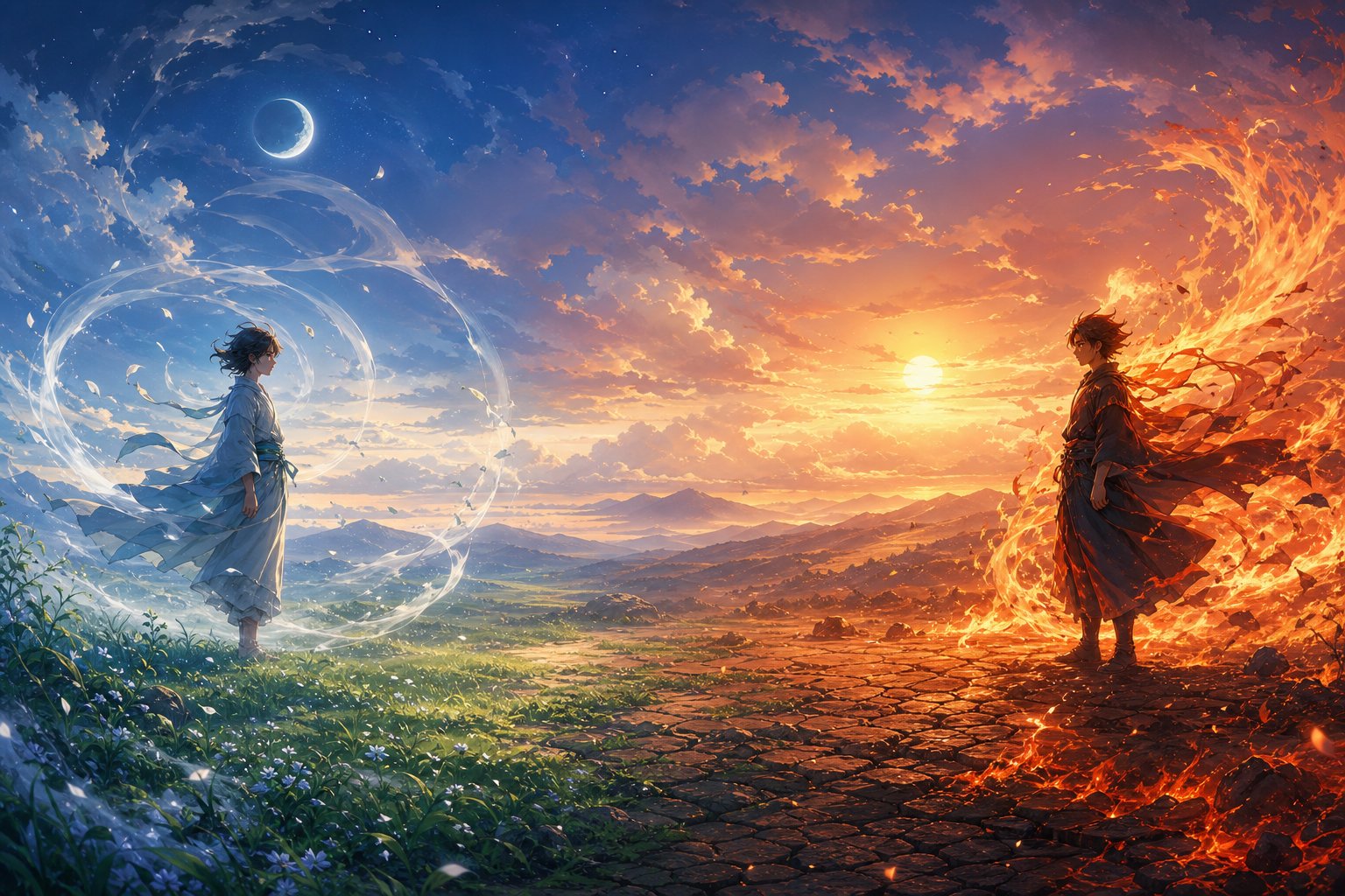 fire and air intertwined two characters whose true natures defy their elemental appearances