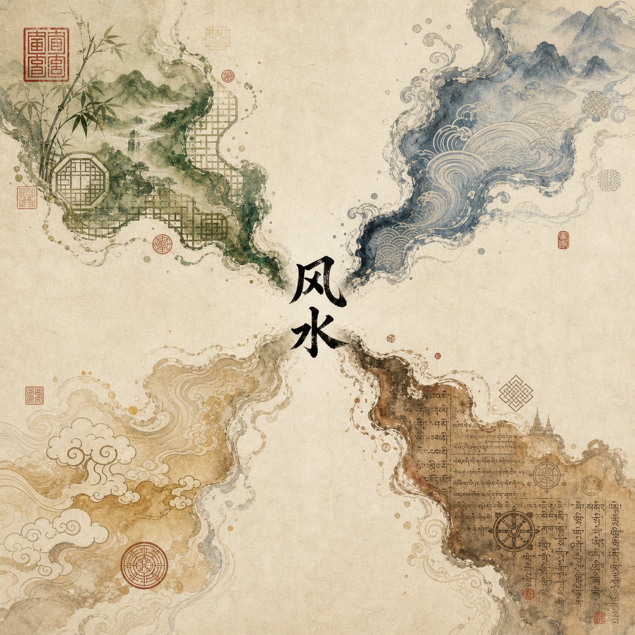 how feng shui pronunciation branches across east asian languages while sharing the same written characters