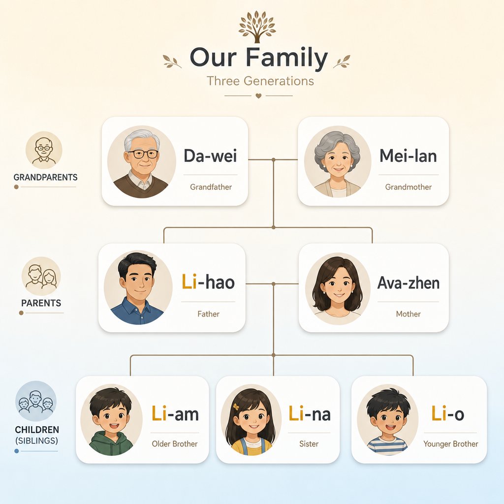 identifying the shared generational syllable by comparing names of siblings and cousins within the same generation