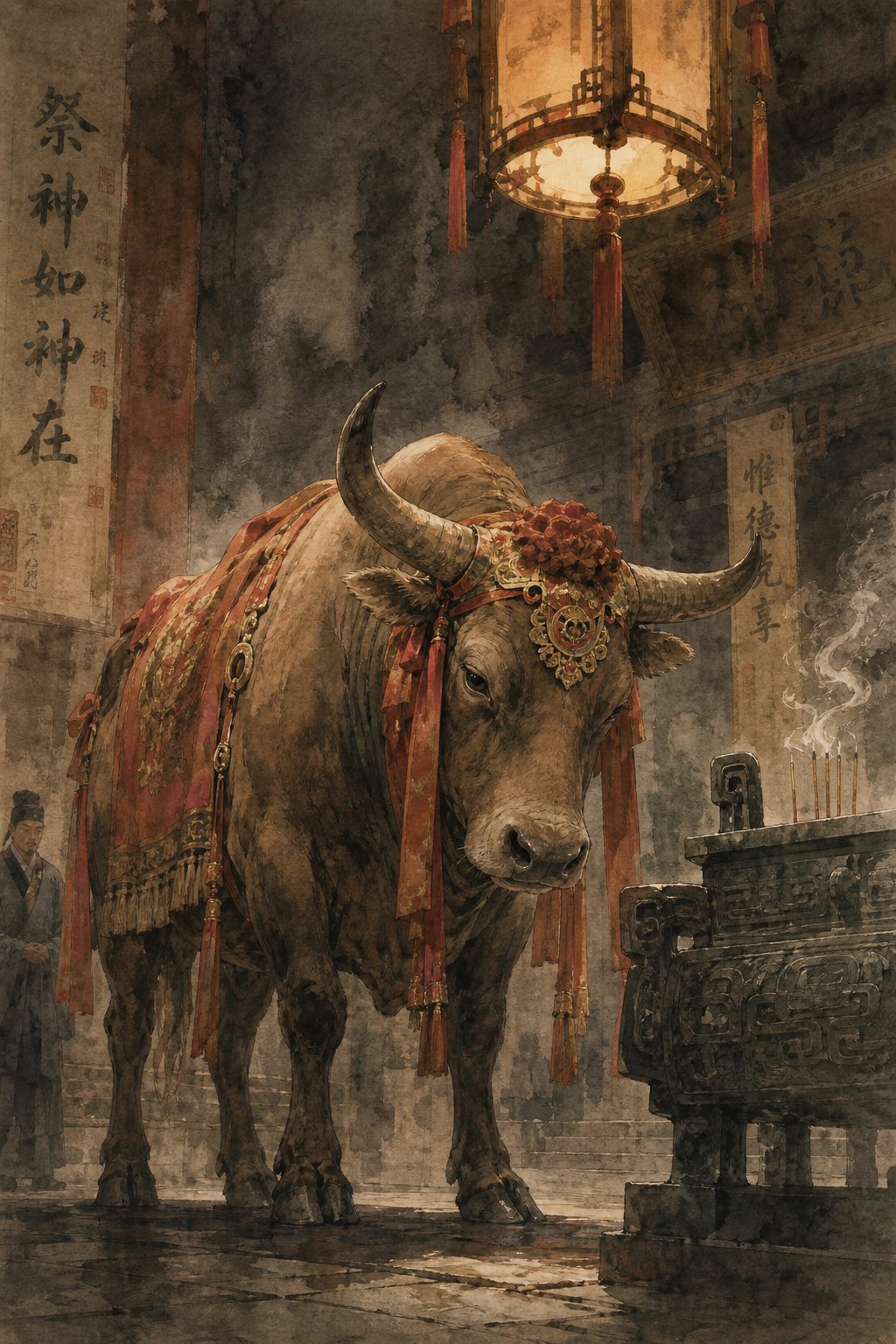 in ancient chinese ritual tradition a decorated ox signaled preparation for sacrifice rather than honor