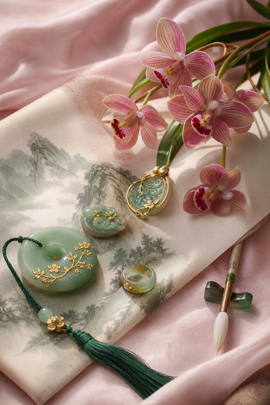 jade and mountain imagery representing the balance of elegance and tiger strength in chinese girl baby names