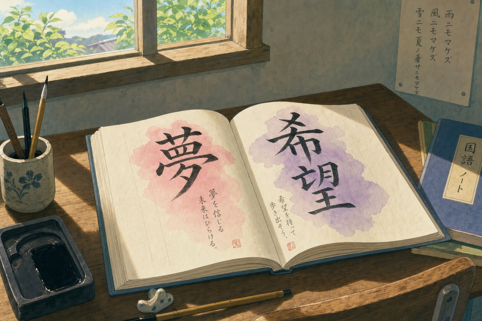 kanji characters layered on paper illustrating how japanese female names carry multiple meanings through individual character components