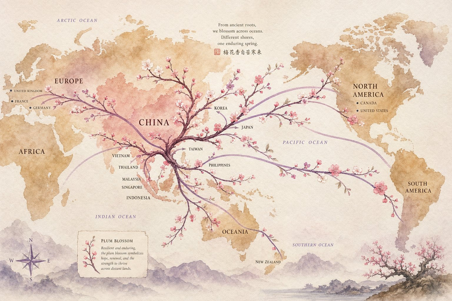 migration routes carried the plum surname from china across asia and into western nations under many spellings