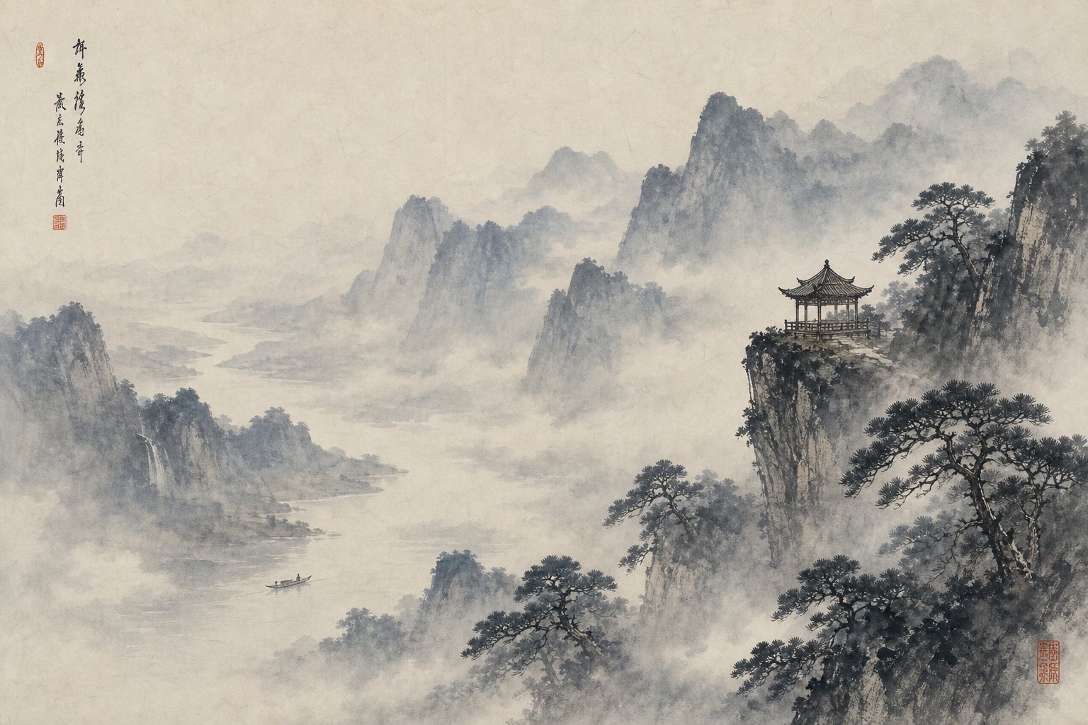 misty river landscape in ink wash style reflecting the atmospheric beauty of water inspired chinese names