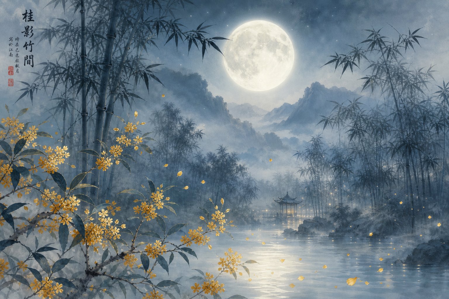 moonlight over an osmanthus grove evoking the moon rabbit legend that inspires celestial naming themes