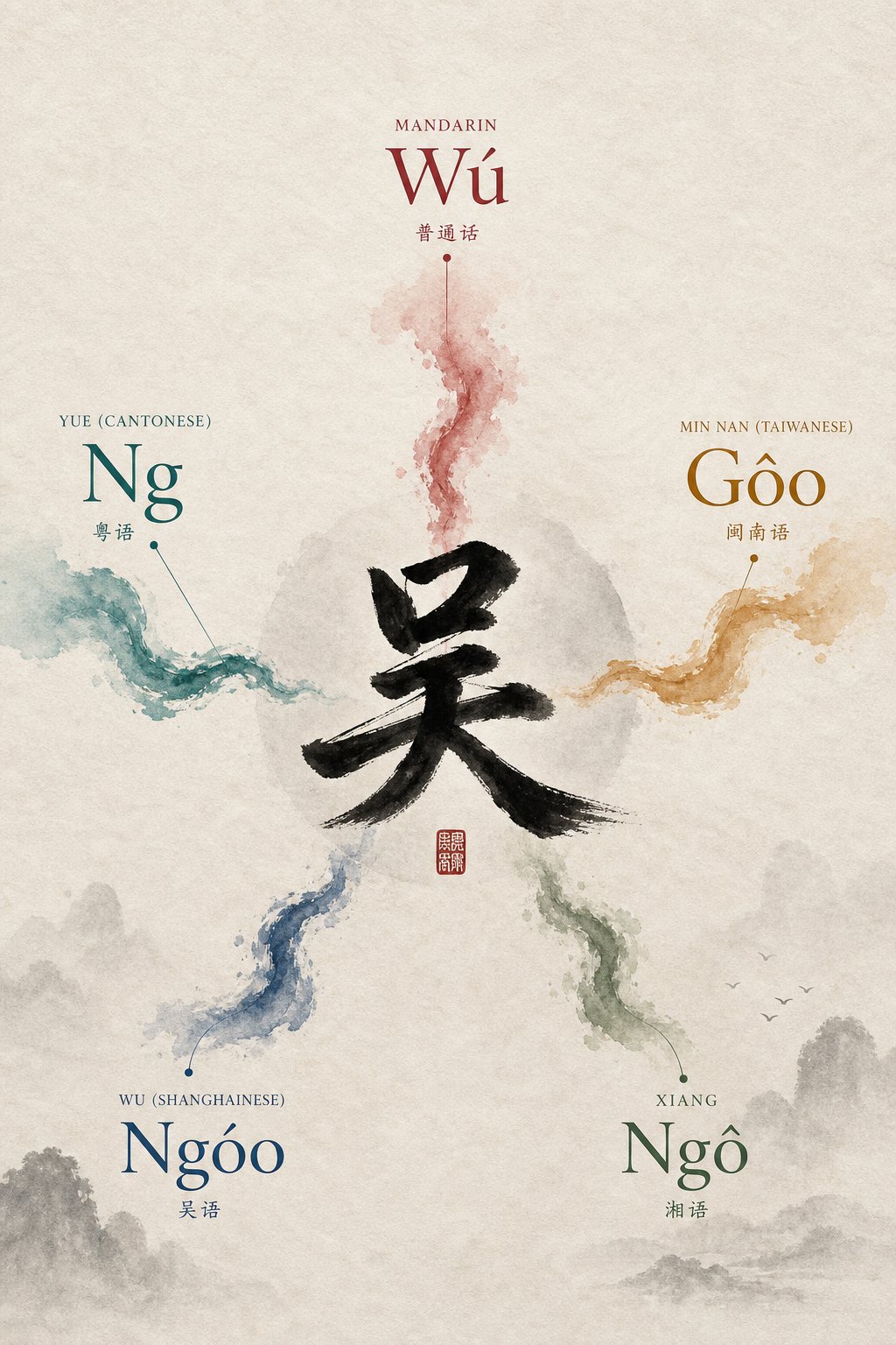 one chinese character produces multiple english spellings depending on dialect group pronunciation
