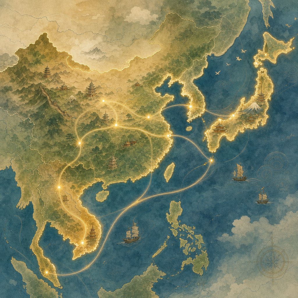the compound 世界 traveled from china to japan korea and vietnam through buddhist cultural exchange routes