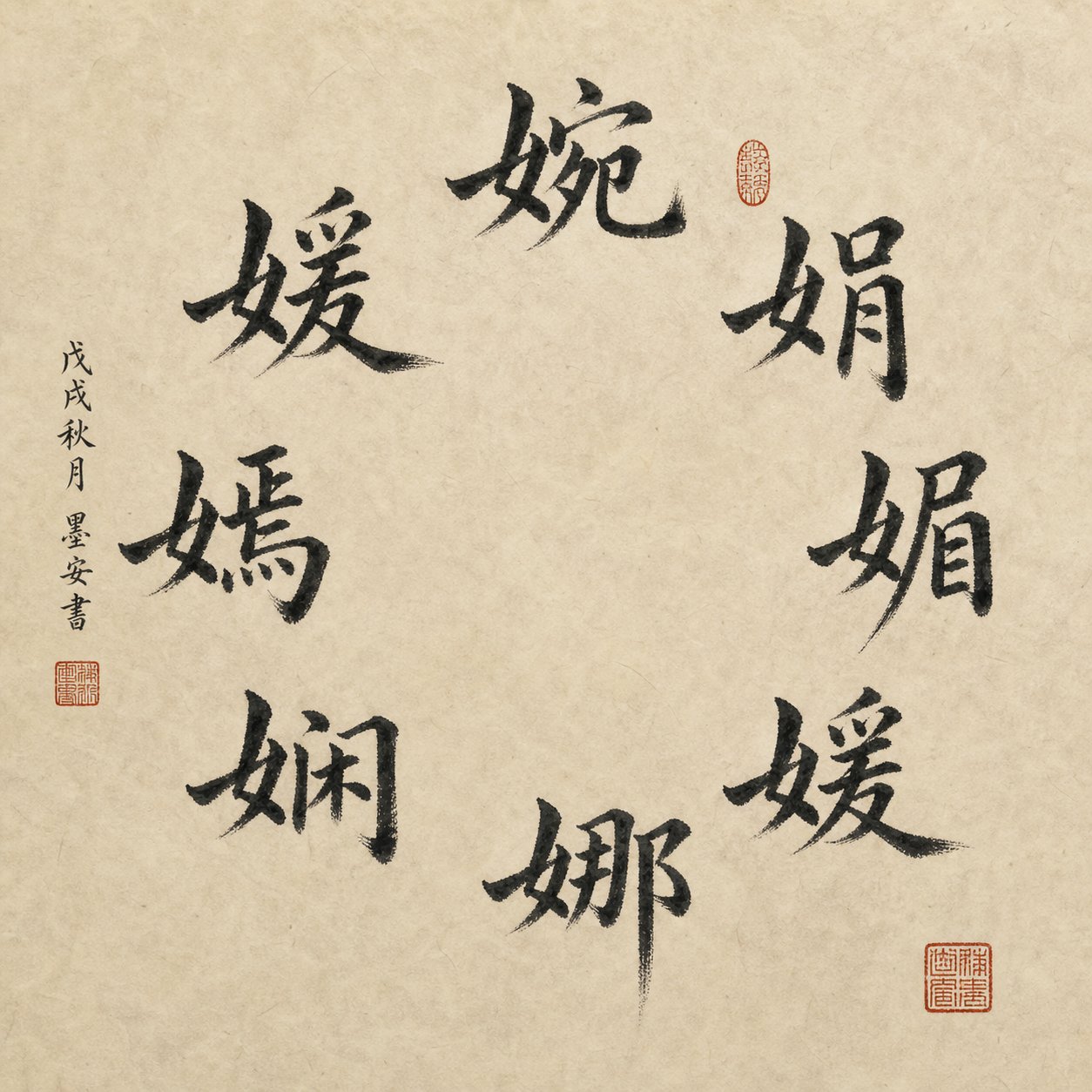 the eight great surnames of chinese antiquity each visibly containing the nü (woman) radical