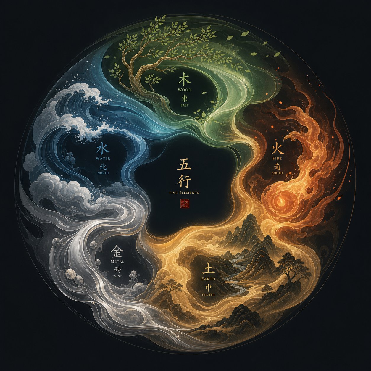 the five elements cycle illustrating how wood fire earth metal and water influence tiger baby name selection