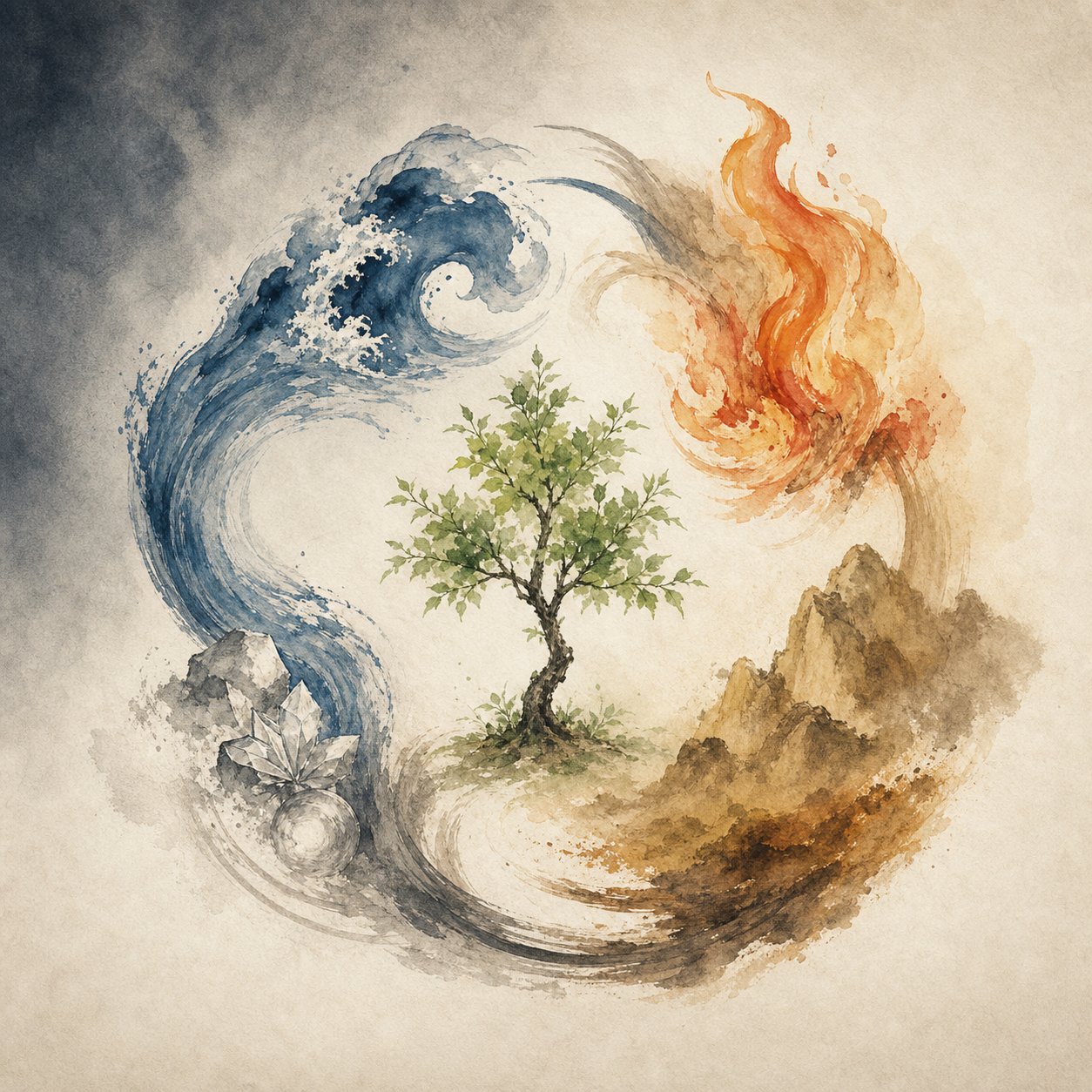 the five elements cycle showing how water nourishes wood energy for snake year naming