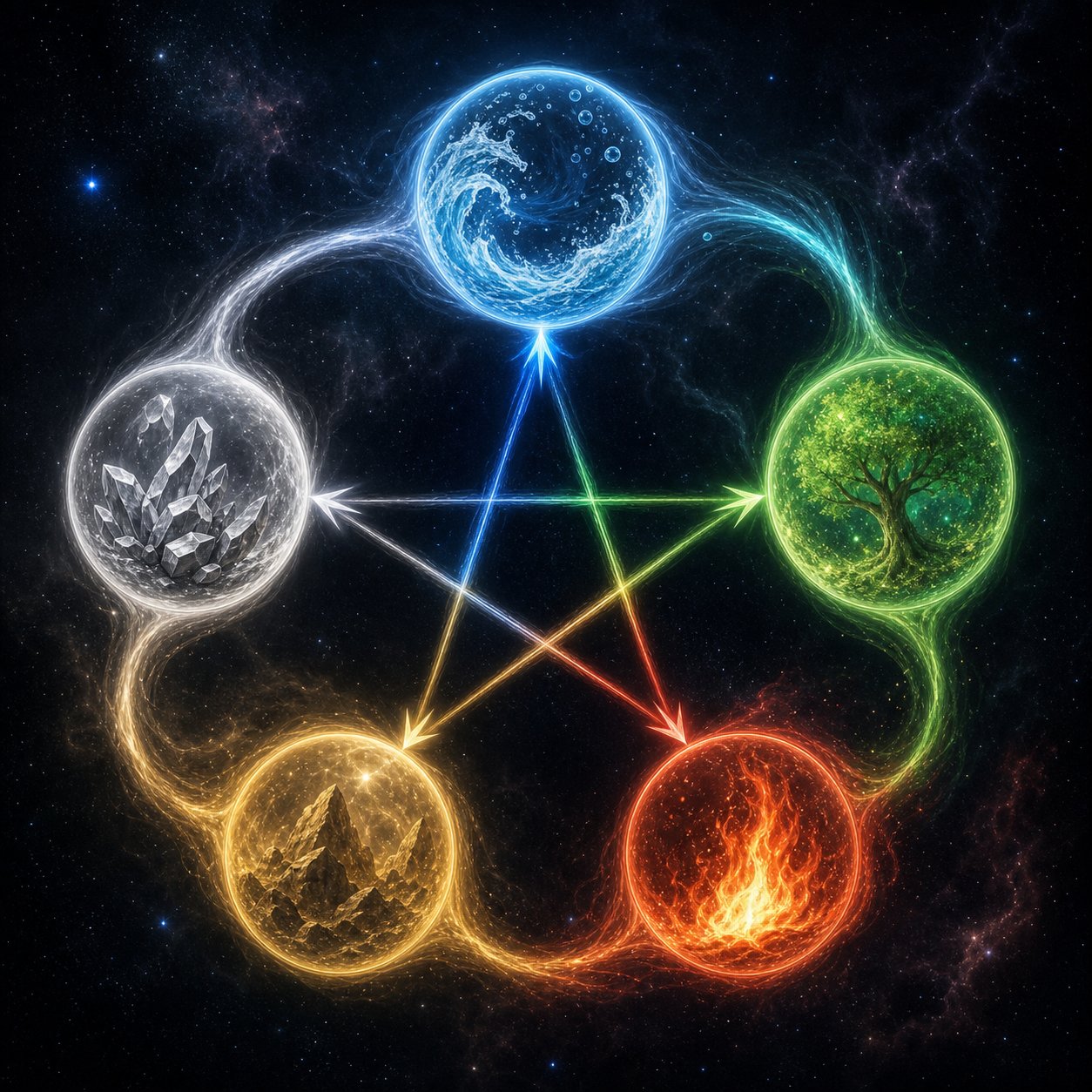 the five elements cycle showing productive and destructive relationships that influence zodiac naming decisions