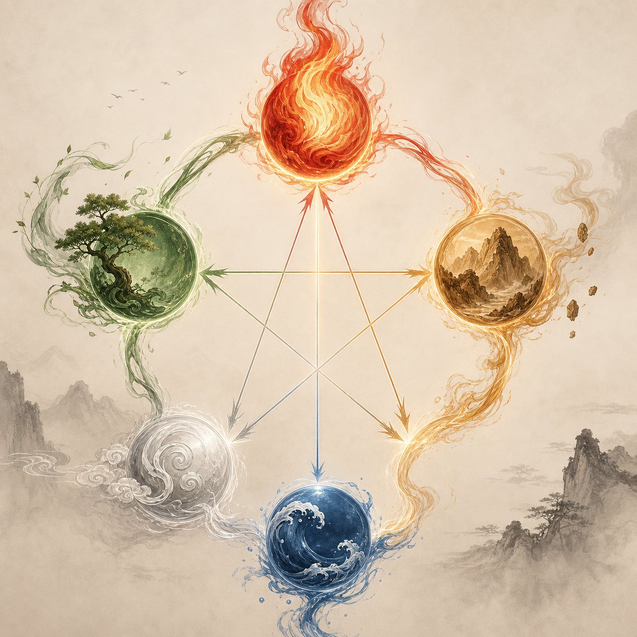 the five elements cycle shows how water directly opposes snake's native fire energy in naming theory