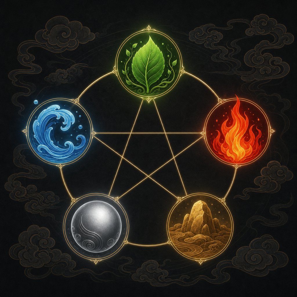 the five elements cycle used in traditional chinese naming philosophy to balance a person's energetic profile