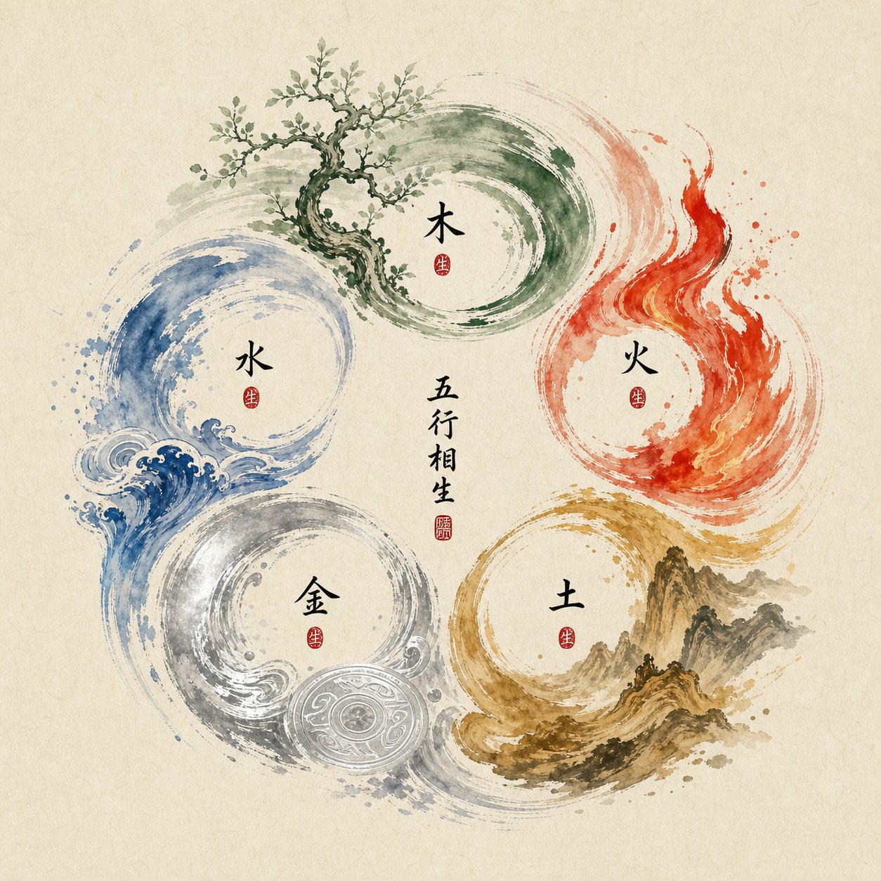 the five elements cycle used in traditional chinese naming to balance a child's elemental energy