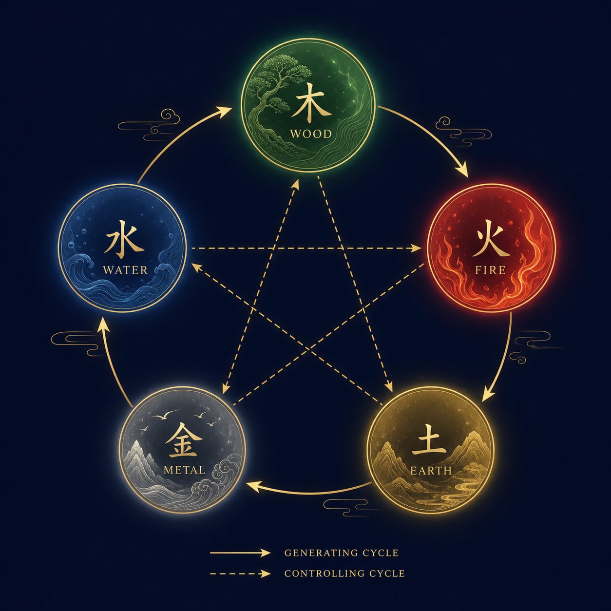 the five elements generating and controlling cycles that form the foundation of bazi naming decisions