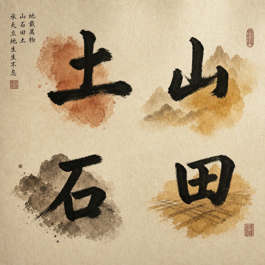 the four primary earth radicals used in chinese naming earth mountain stone and field