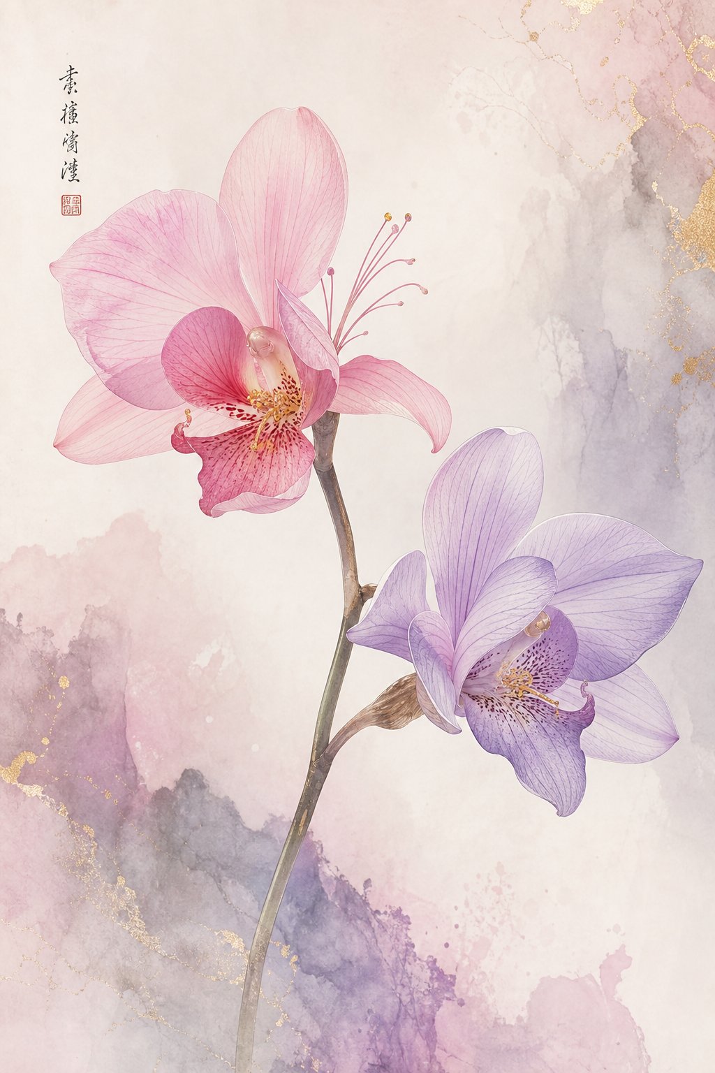 twin orchid blooms reflecting the floral symbolism often used in chinese girl twin names