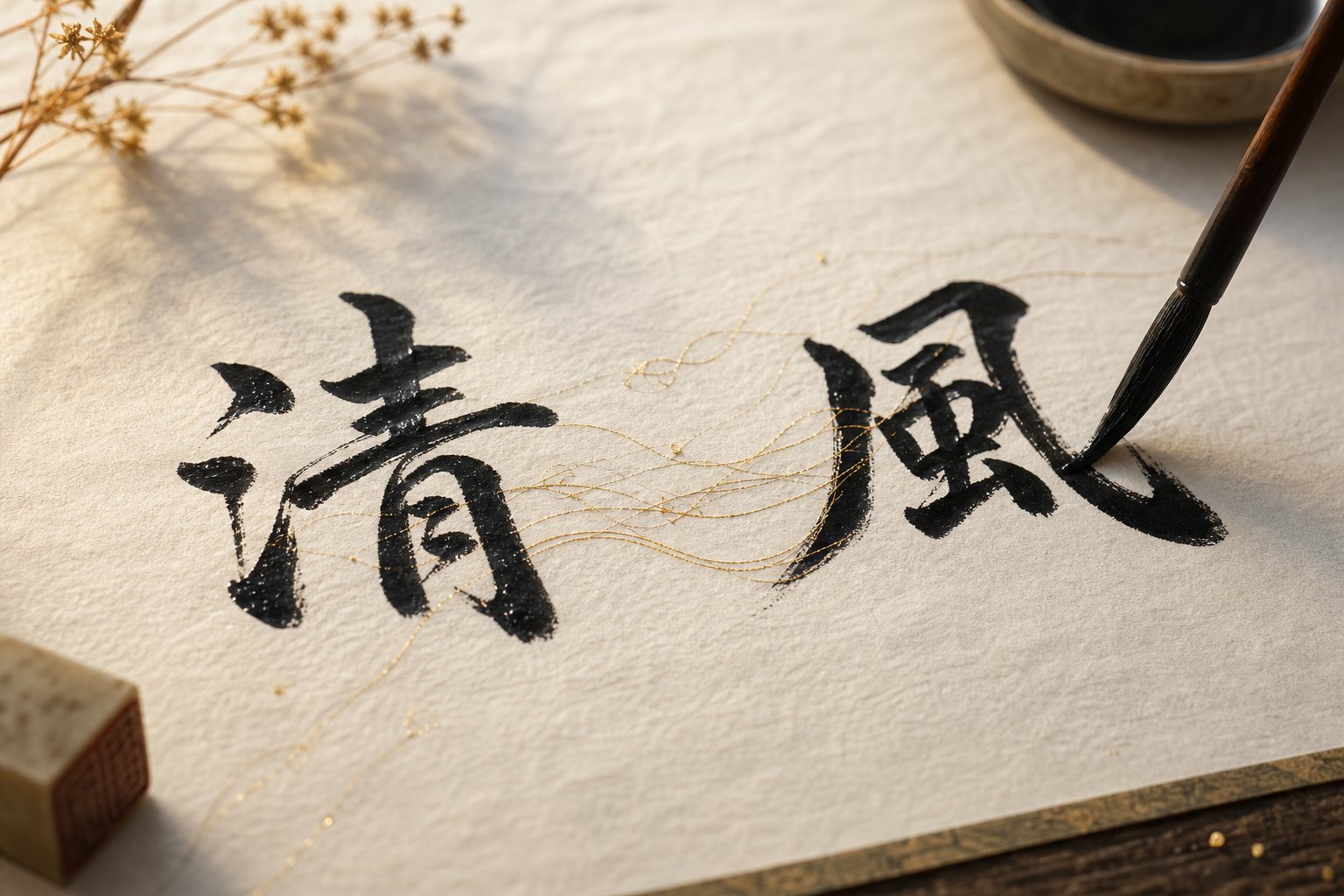 two chinese characters paired together in calligraphy illustrating how compound names create layered strength meanings