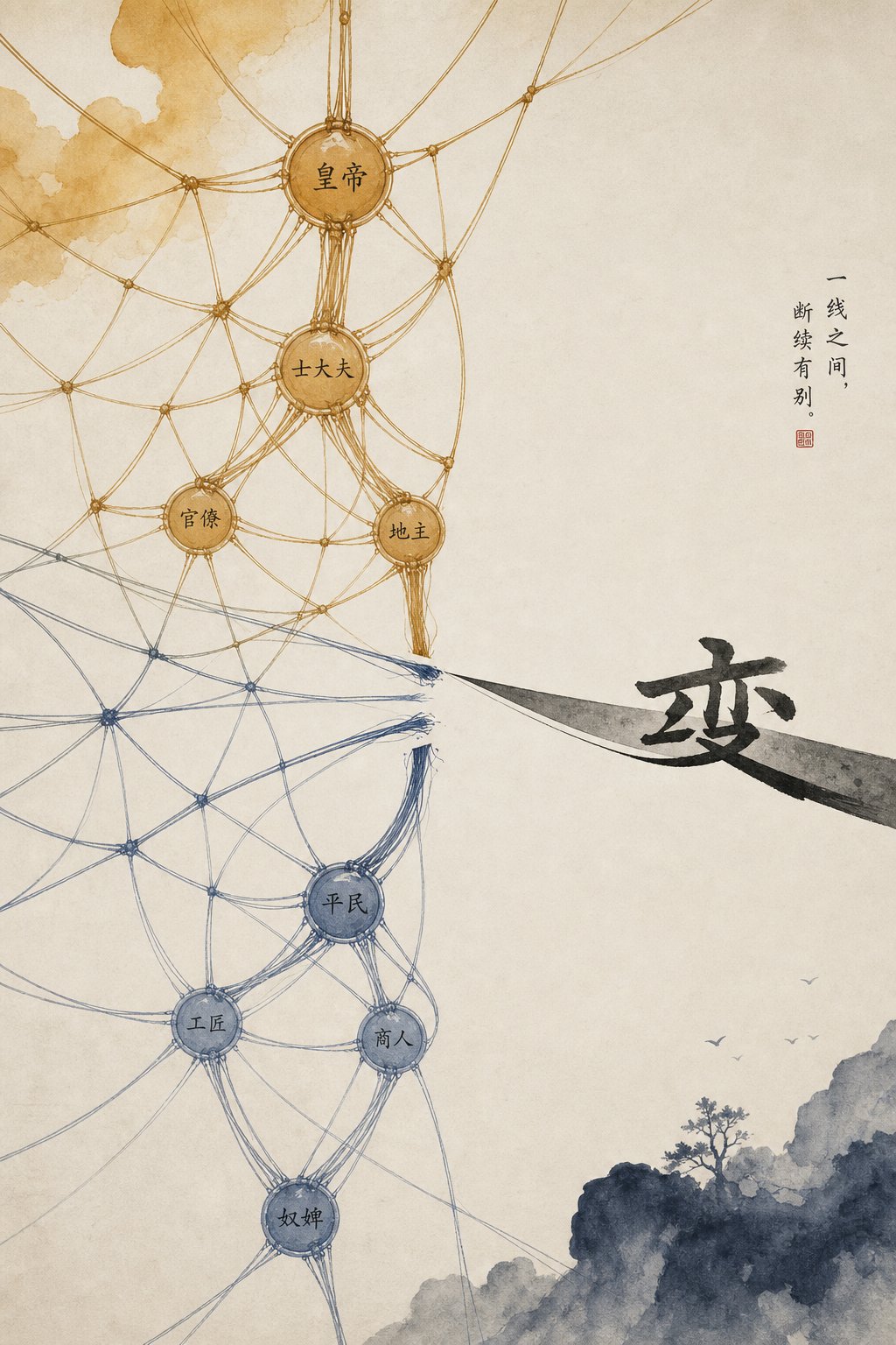 visual metaphor for how insulting nicknames sever social bonds in confucian hierarchy systems