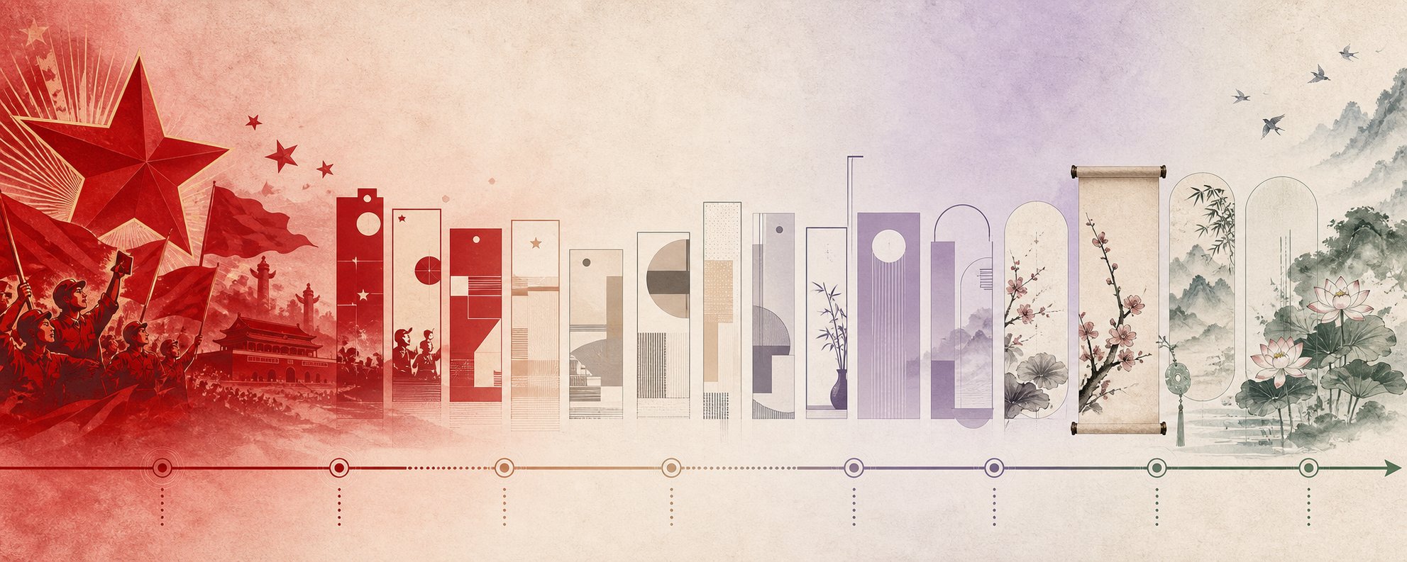 visual timeline showing how chinese naming trends evolved from revolutionary slogans to classical poetry