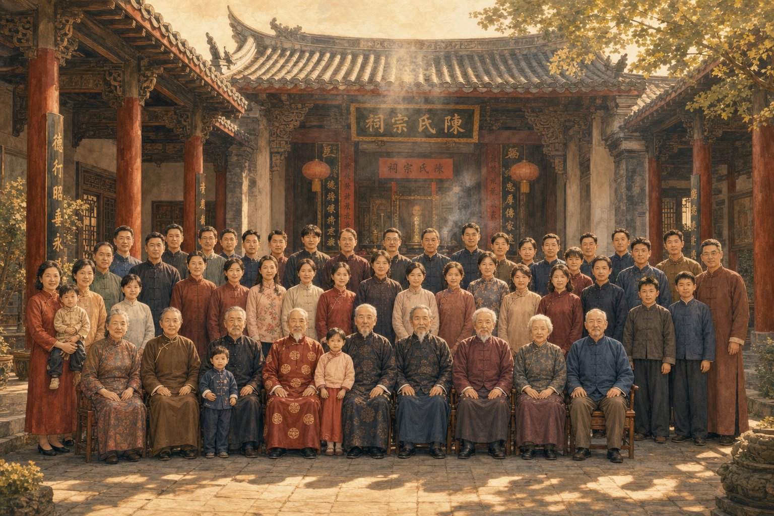 a multi generational clan gathering where zibei characters help maintain family hierarchy and unity