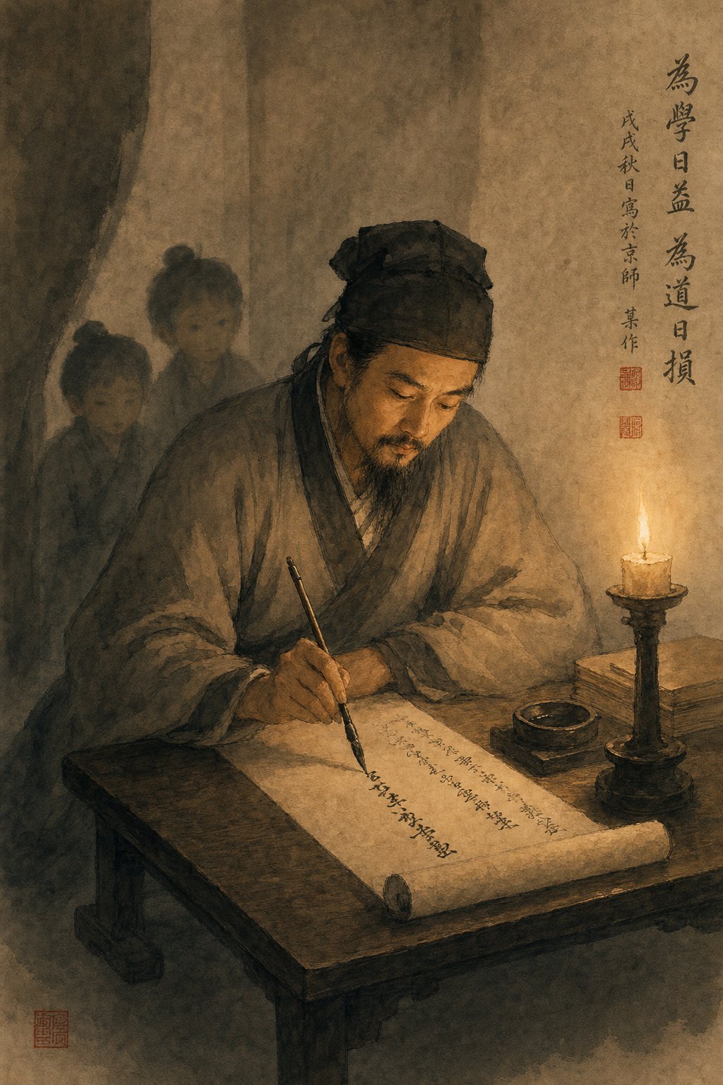 a song dynasty father composing his naming essay su xun's written explanation of why he chose his sons' names