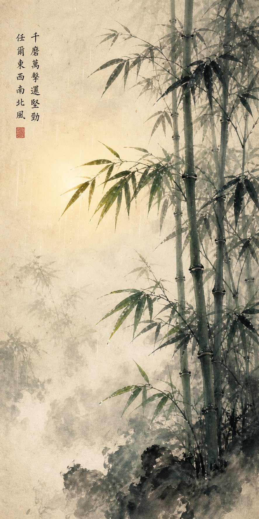 bamboo in rain representing the quiet resilience and flexible strength of wood rabbit boy names