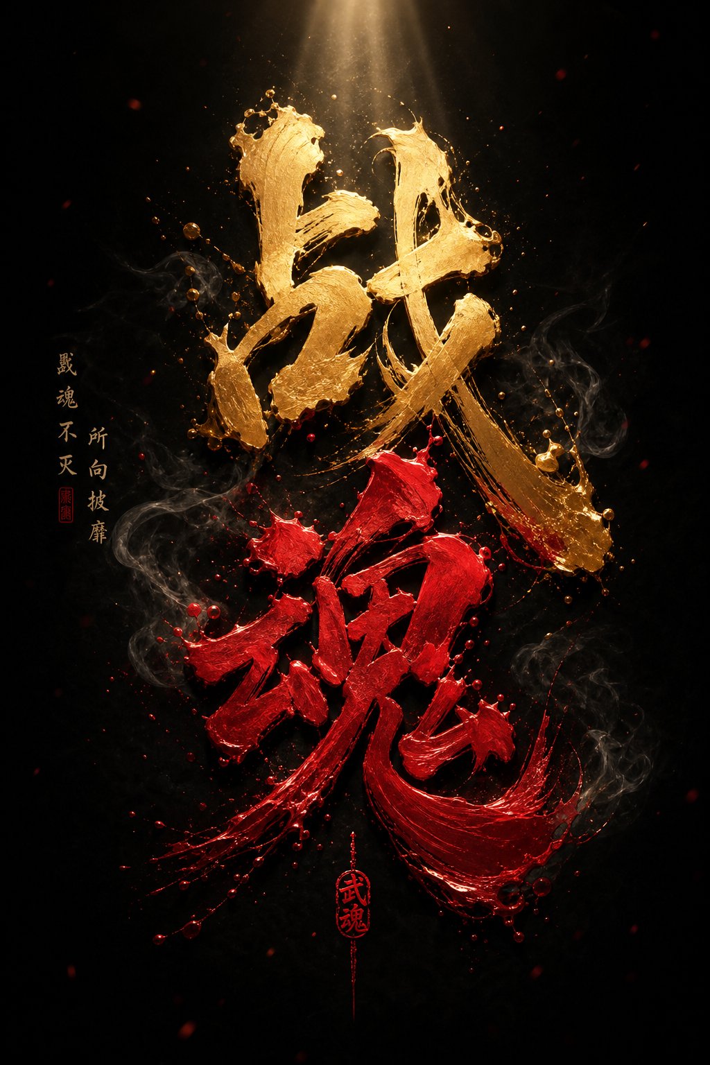 bold chinese characters styled with traditional calligraphy energy for powerful gaming identities