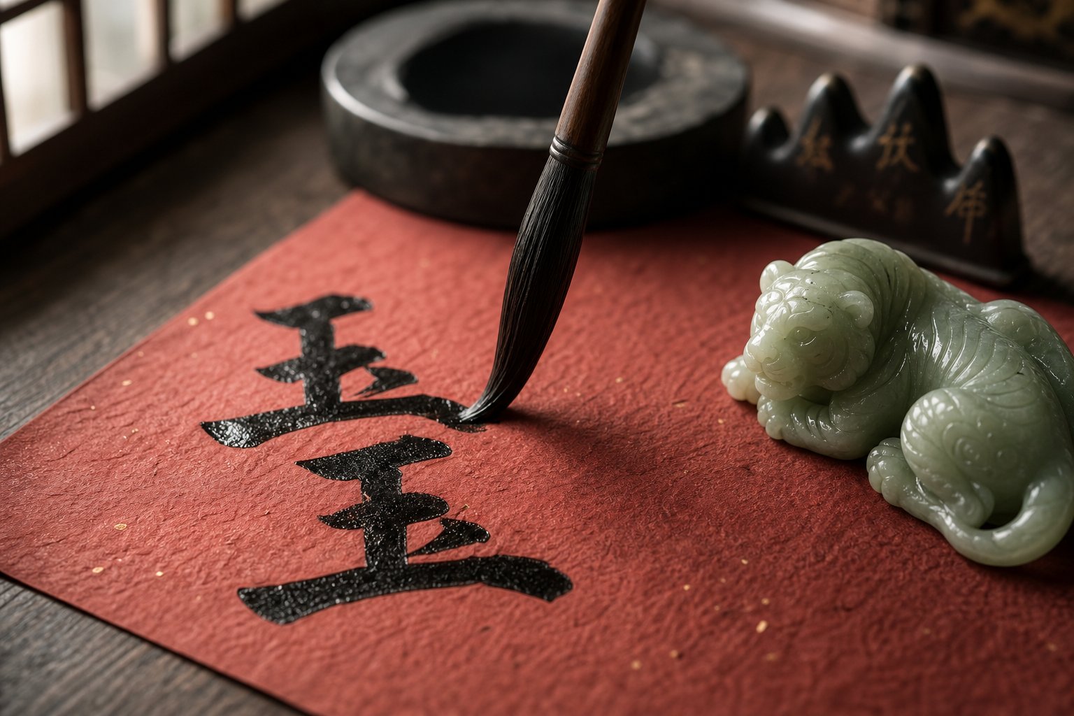 chinese calligraphy featuring jade radical characters considered auspicious for tiger zodiac sign individuals