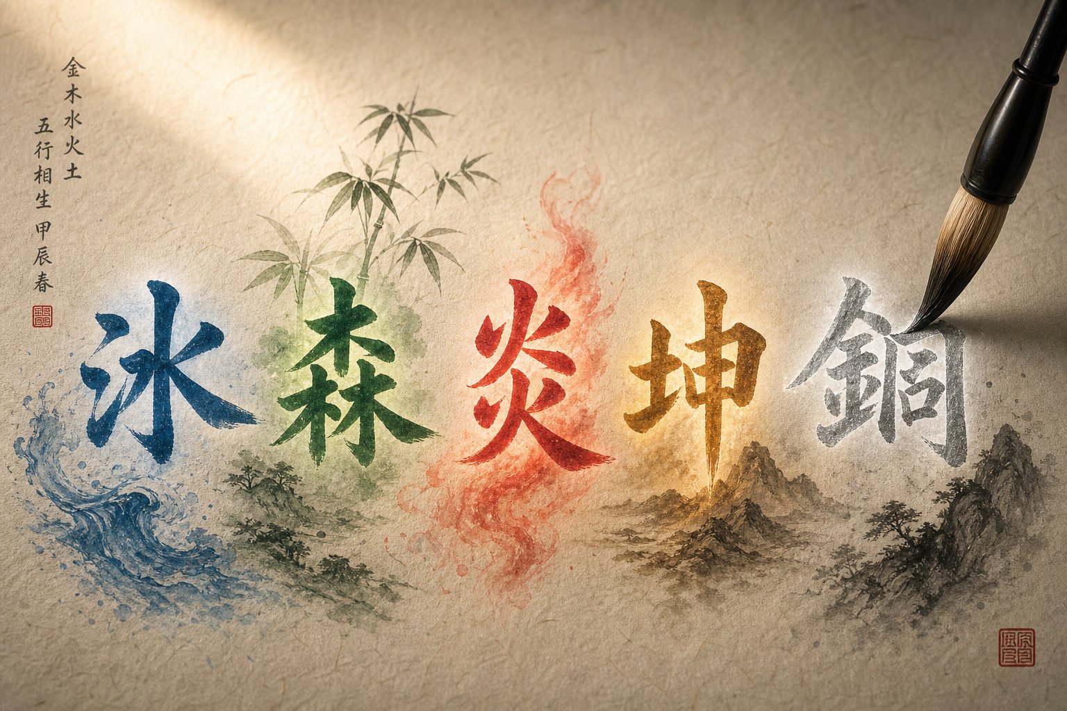 chinese characters classified by their elemental radicals for feng shui name analysis