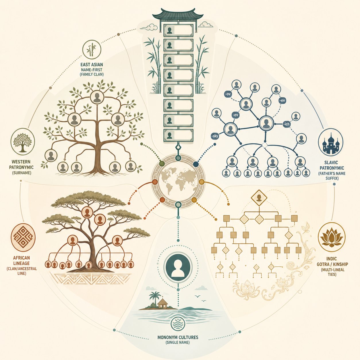 different naming structures across cultures from patronymics to mononyms