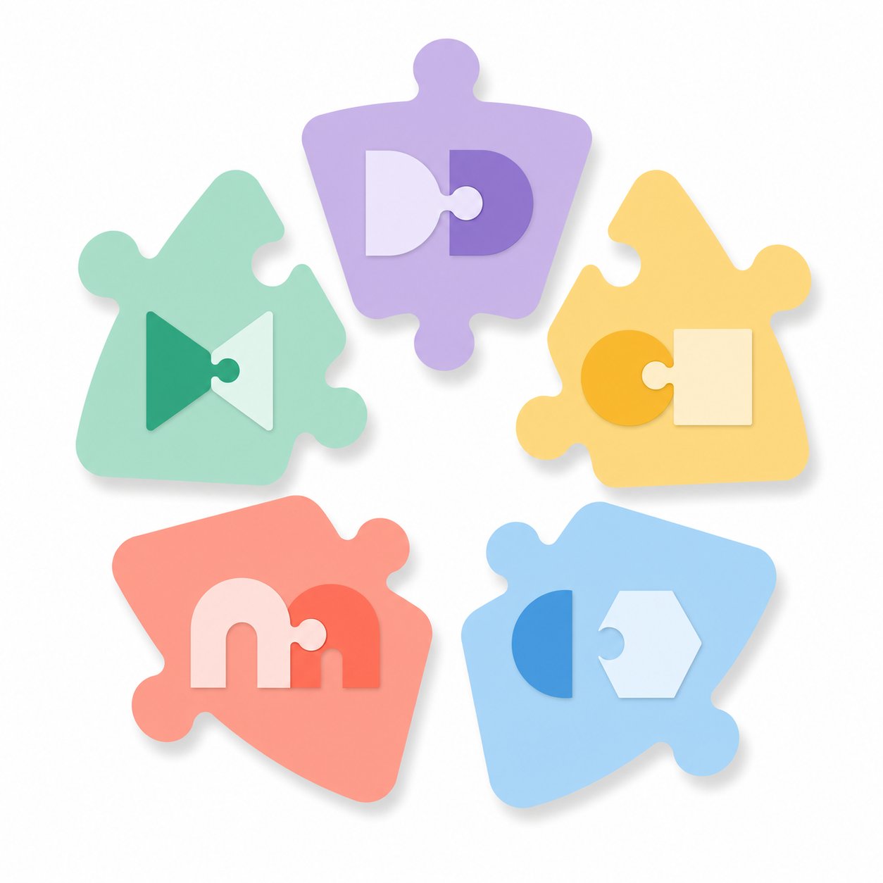 five different blending methods produce unique results from the same two input names