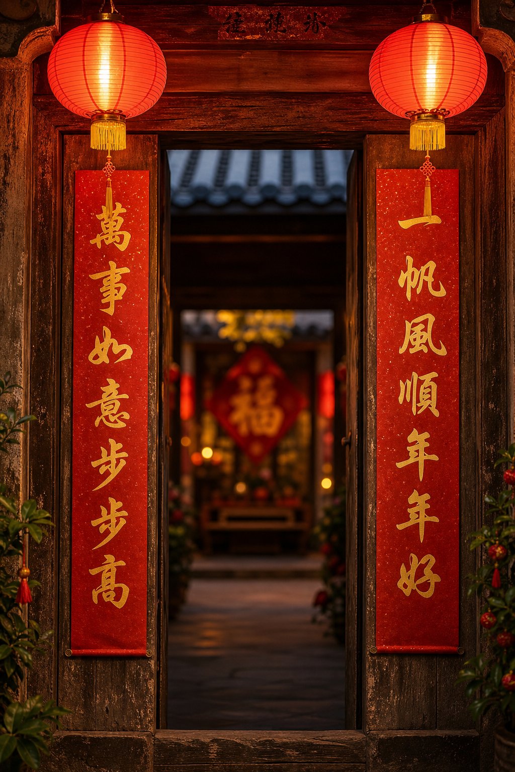 four character idioms on red scrolls carry layered blessings during lunar new year celebrations for ox natives