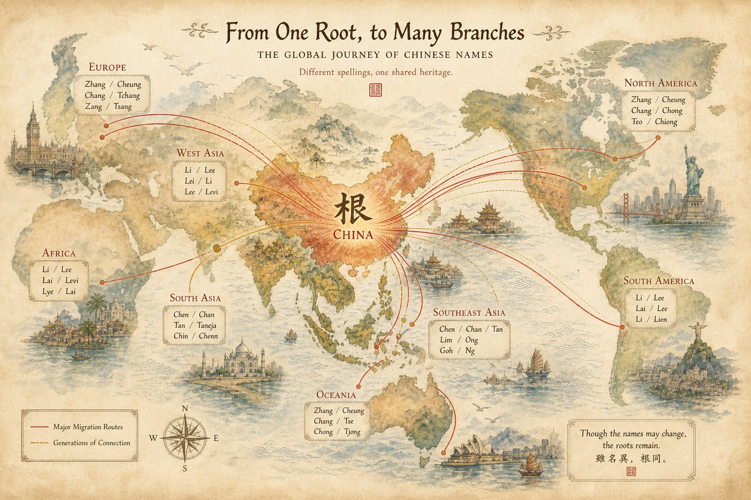 how chinese diaspora migration created multiple romanized spellings for the same surnames across regions